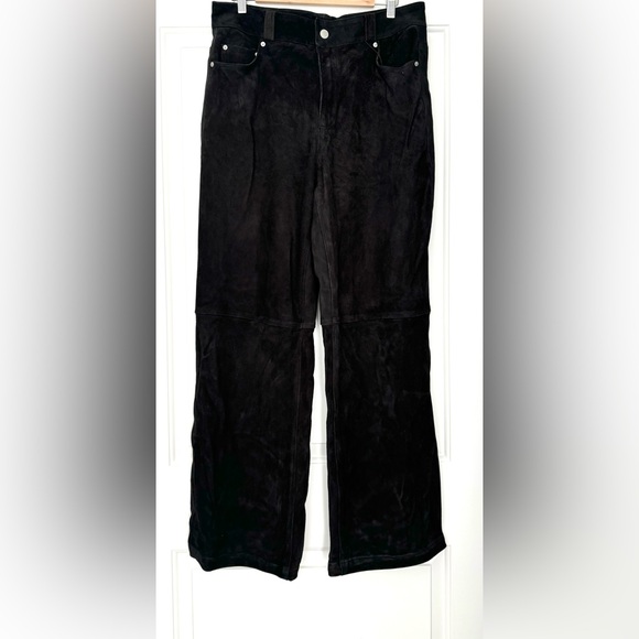 Zara Suede Leather Pants L Black NWT - Picture 4 of 8